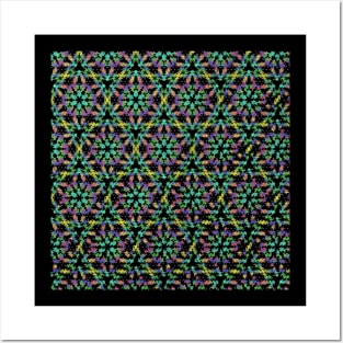 Multicolor Leaves in Hexagon Symmetry Pattern Posters and Art